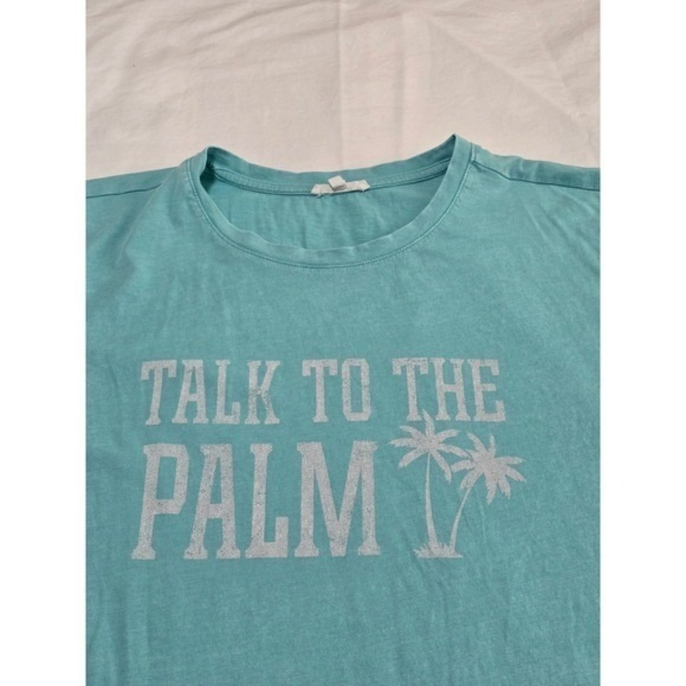 Maurices Teal Talk to the Palm Graphic T Shirt Top Plus Size 2X /0167